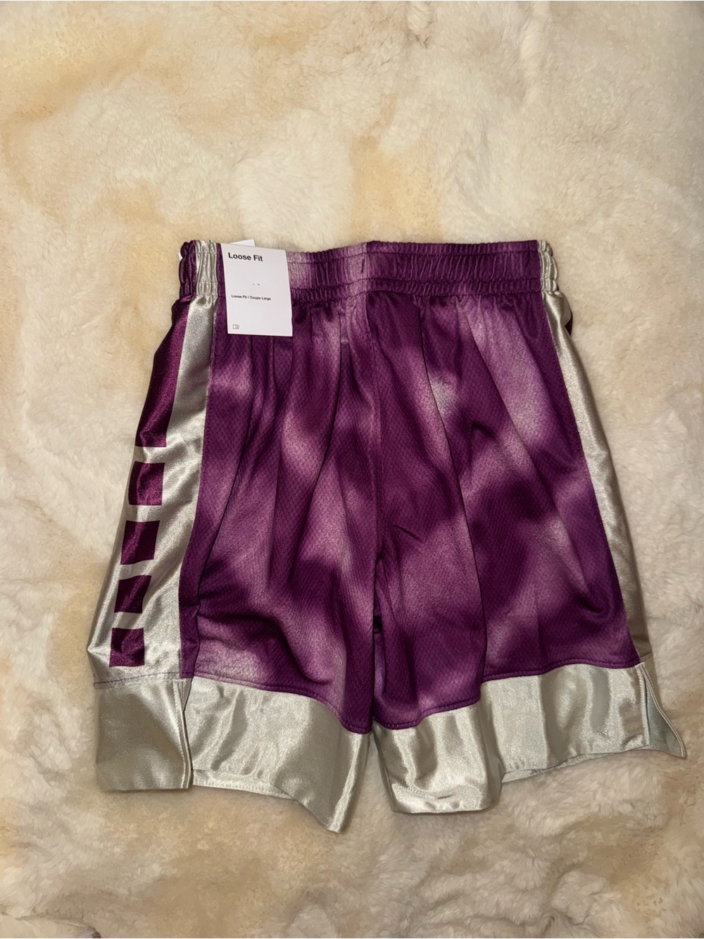 Nike Purple Kids Athletic Shorts with Silver Trim - Picture 4 of 4